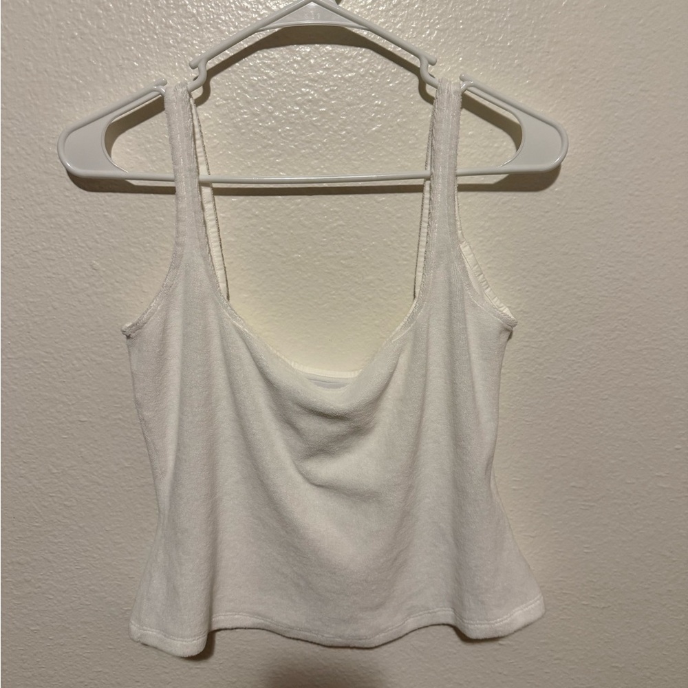 16ARLINGTON Women’s Hornet Terry Tank Cropped White Sleeveless Top Size 12